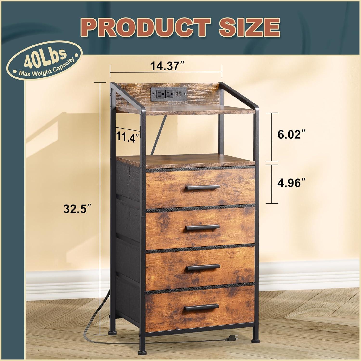 Our Honest take: Rustic Nightstand with LEDs & Charging Station