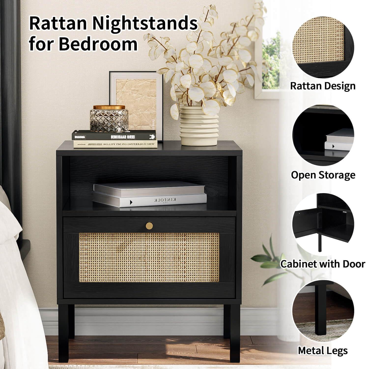 Our Honest​ Take on Angel Sar's Boho Rattan‌ Nightstand Set