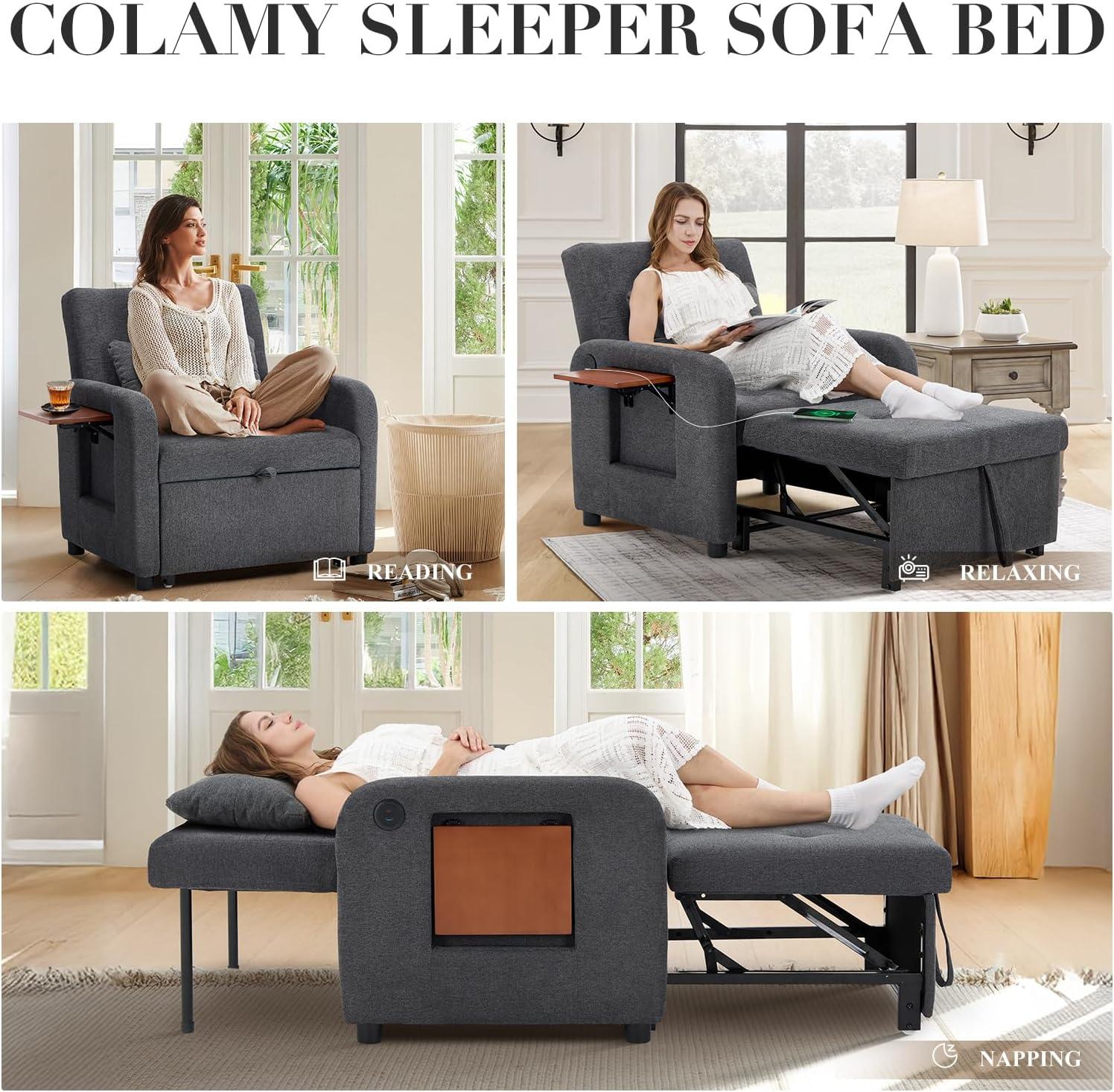 Our Review: Versatile Convertible Sleeper Chair with USB & Table