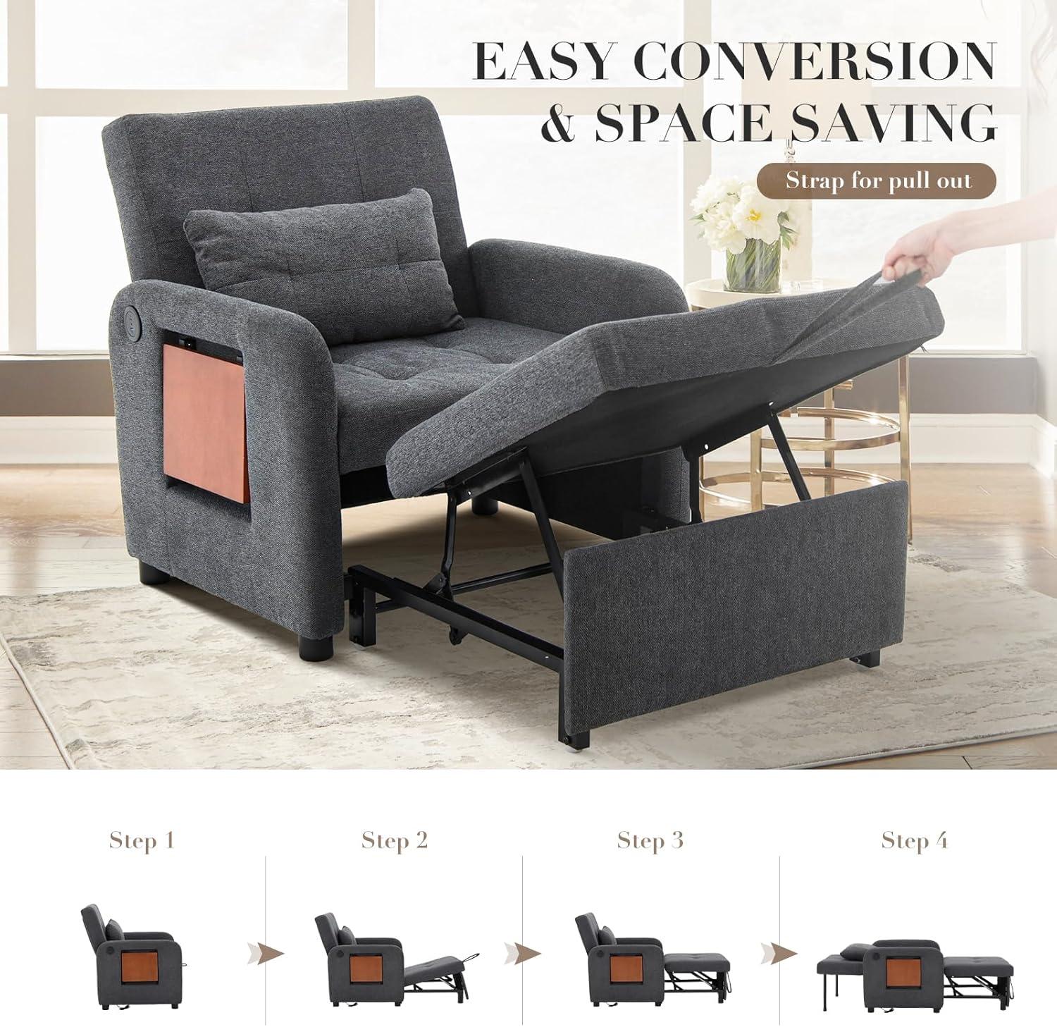 Our Review: Versatile Convertible Sleeper Chair with USB & Table