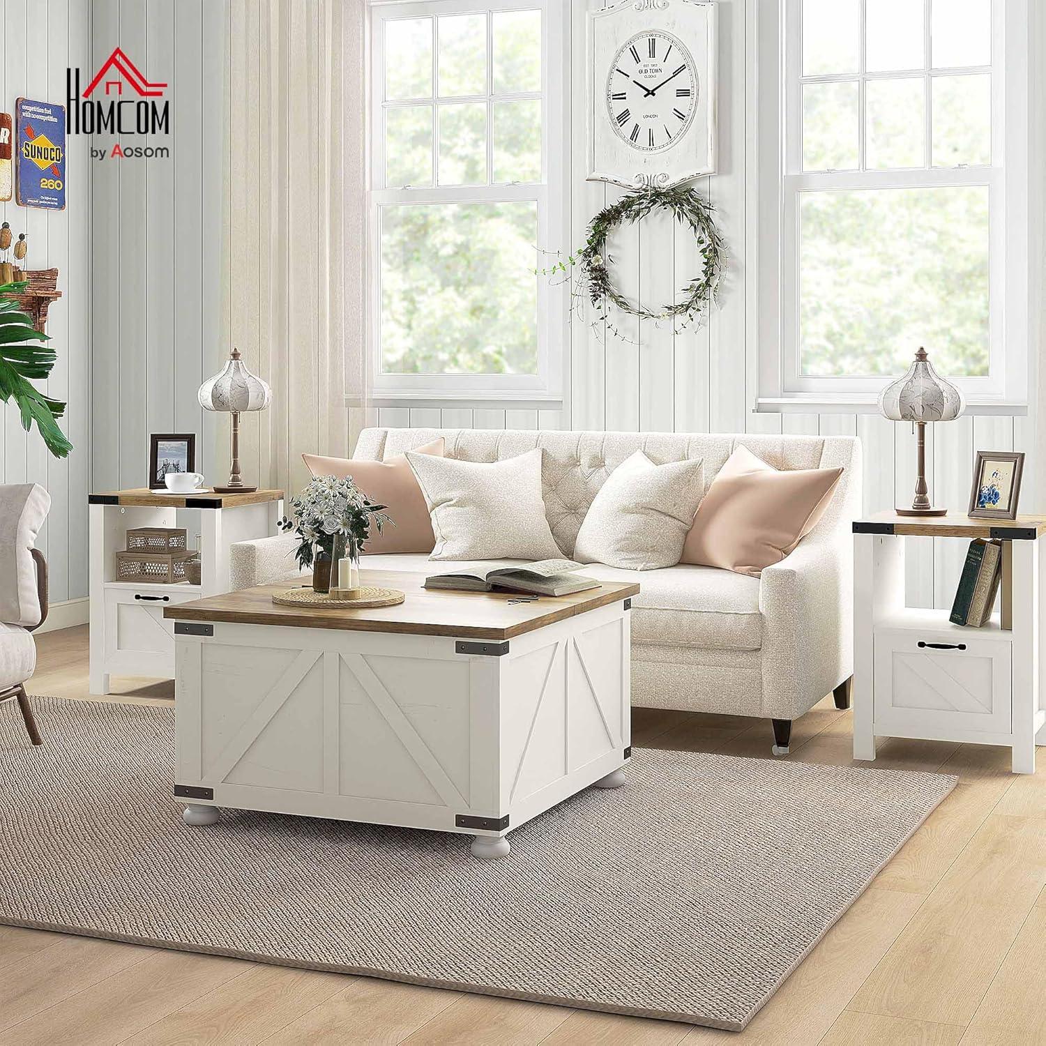 How We Loved‌ the HOMCOM Farmhouse table's Stylish storage