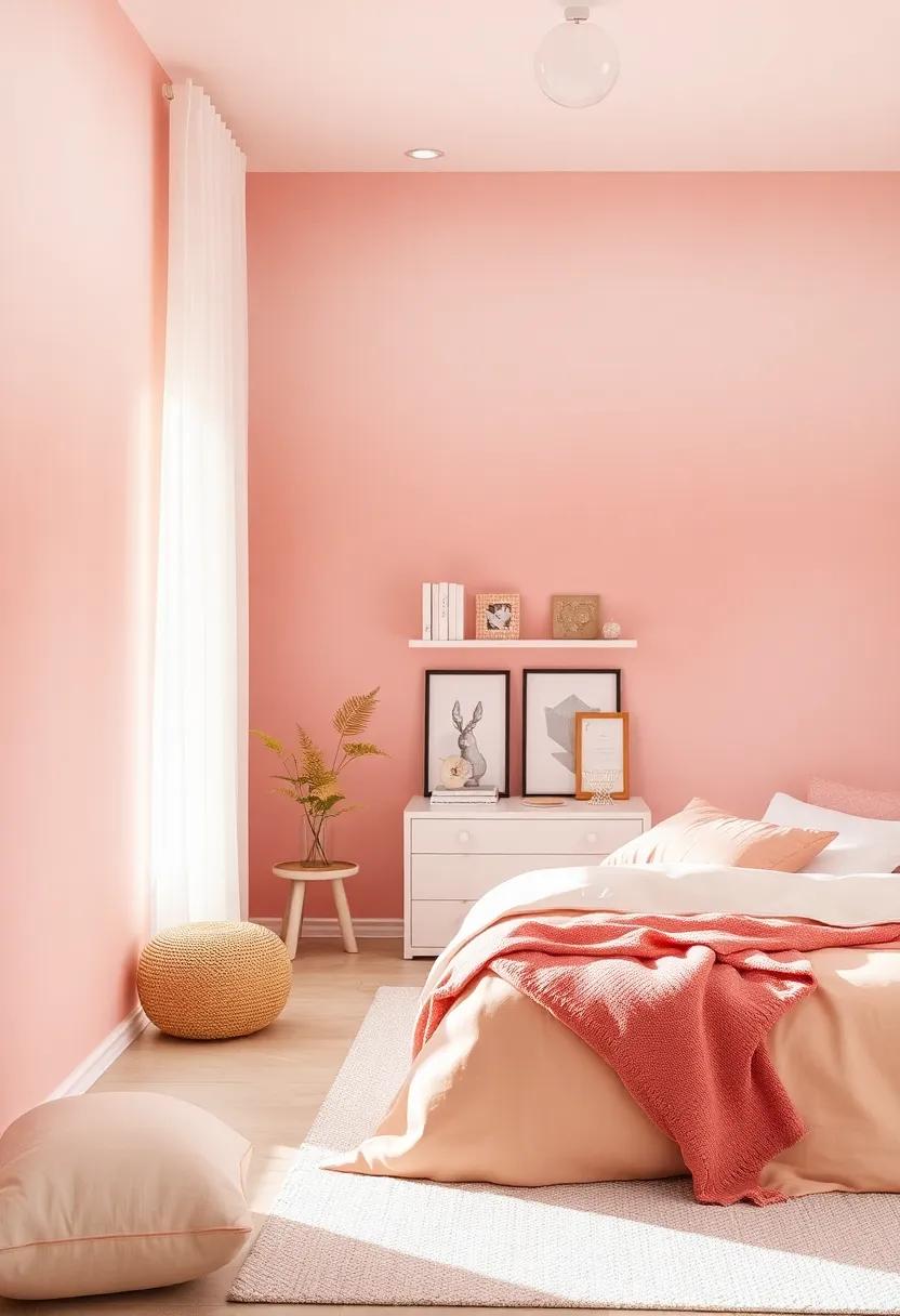 Subtle Ombre⁢ Walls Fading from Dusty Pink to Soft Cream for Gentle​ Depth