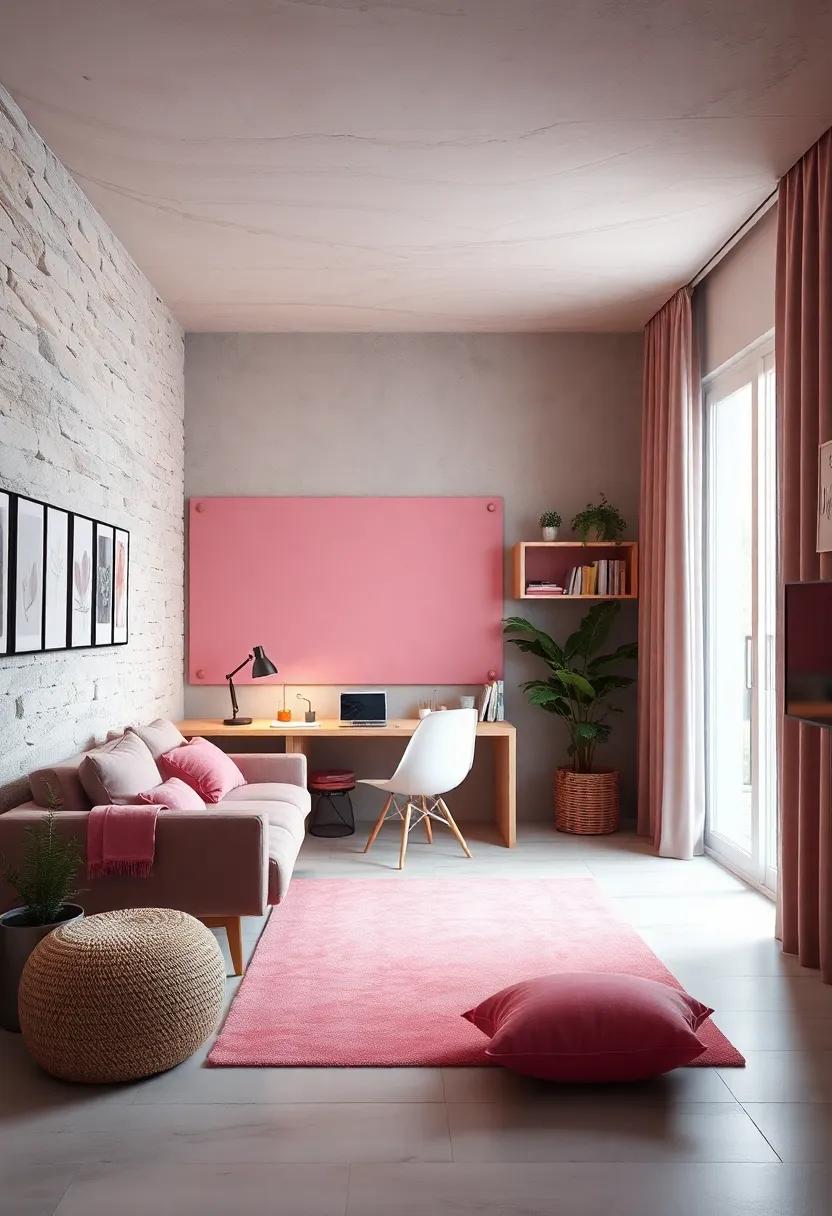 Creative Study Zone⁤ with Dusty Pink ‍Chalkboard or Whiteboard ‍Wall Section