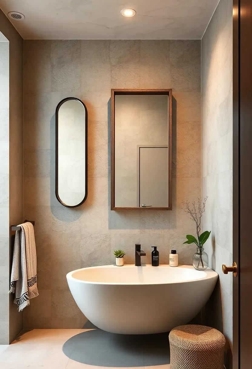 Textured Concrete frame Mirror for a Modern industrial Vibe