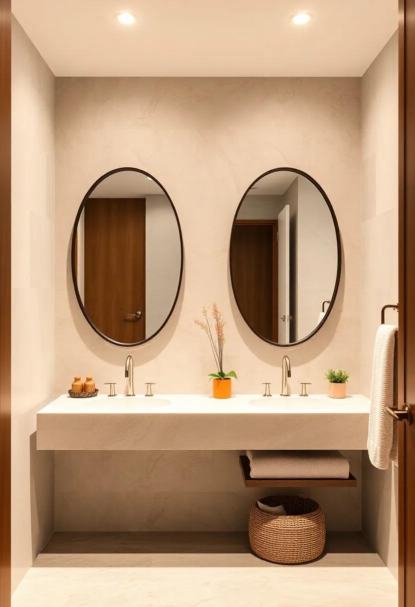 Double oval Mirrors for Shared Spaces with Timeless Style