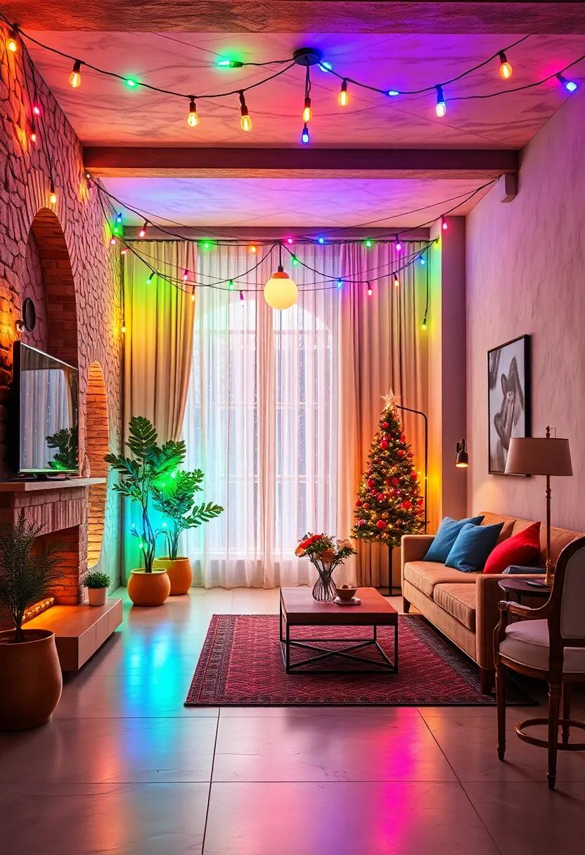 Combine soft white and vibrant ​colored ⁣lights in clusters⁢ for a dynamic festive effect