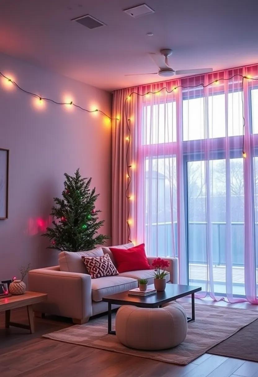 spiral colorful‍ lights around your curtain⁢ rods to frame your windows festively