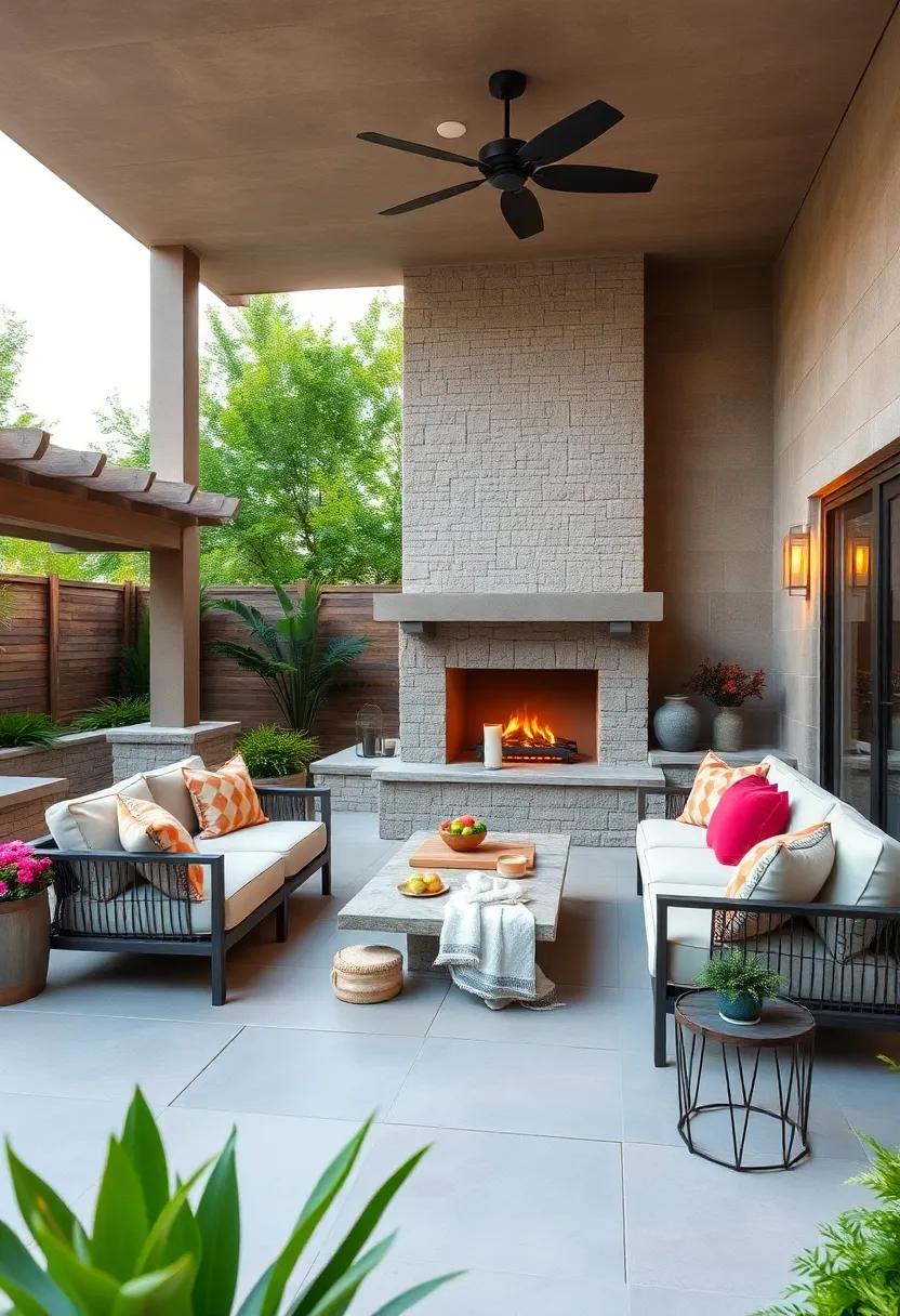 garden Party Ready: Spacious seating and a multifaceted ⁣fireplace design set the stage for memorable outdoor gatherings