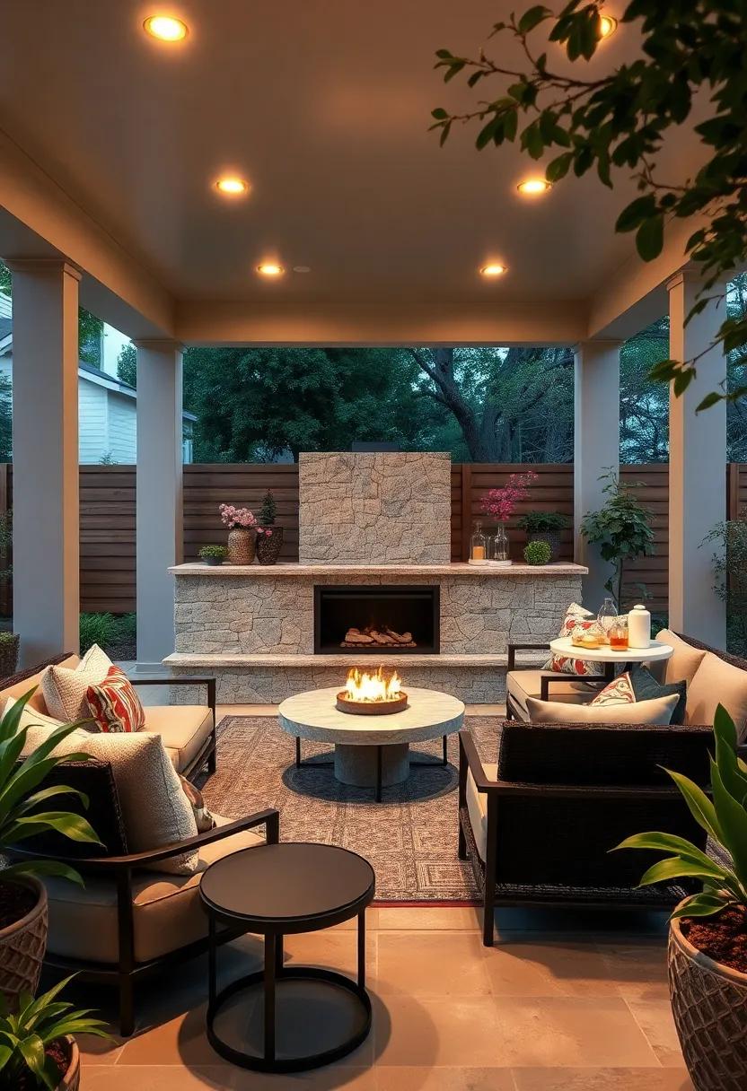 High-Tech ‍Haven: integrated‌ smart features in a sleek, gas-powered​ fireplace bring‍ futuristic comfort‌ outdoors