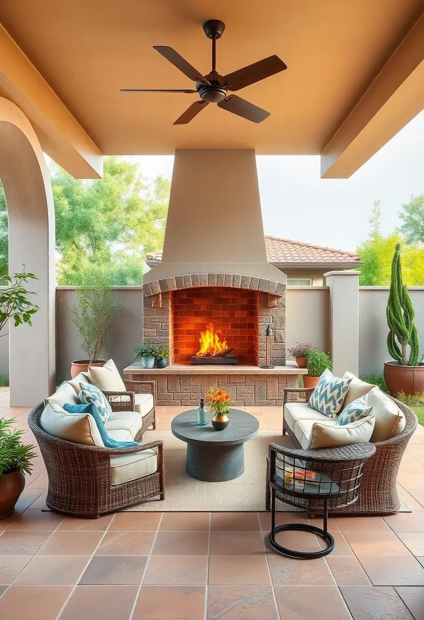 Mediterranean Charm: Warm terracotta tiles and a​ stucco fireplace evoke a sun-kissed Tuscan vibe for‌ relaxed evenings