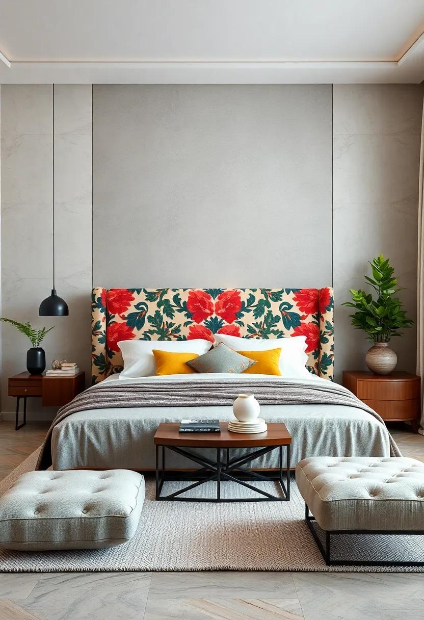 Bold​ Pattern Play: Choose‍ a headboard⁣ upholstered in patterned fabric to ‌inject ⁣personality and texture into a simple space