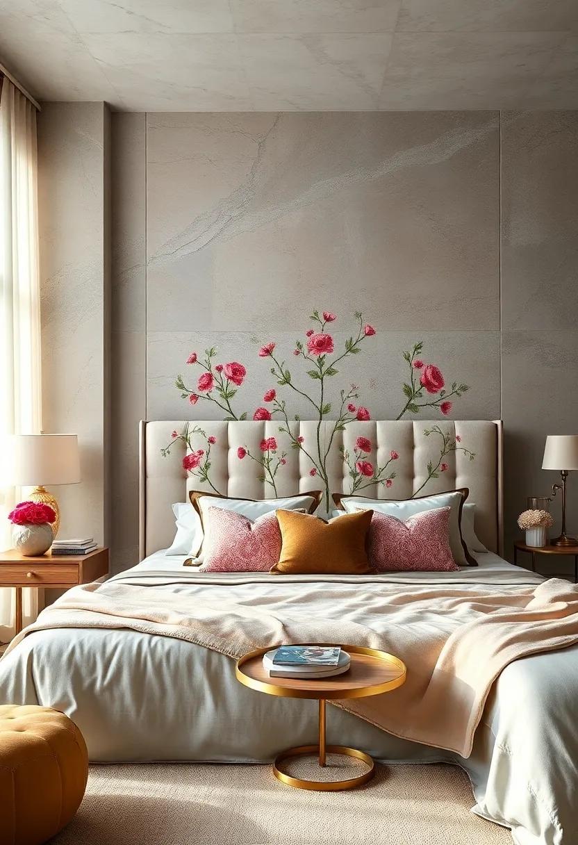 Floral Embroidered Fabric:⁣ Bring classic charm‍ and softness‍ with ‍a headboard adorned in delicate floral⁢ embroidery