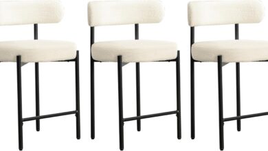 Our Honest Take: 24″ White Bouclé Counter Stools Set of 3