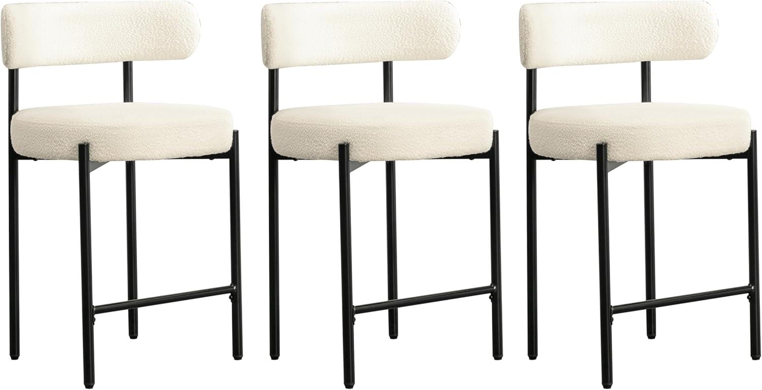Our Honest Take: 24″ White Bouclé Counter Stools Set of 3