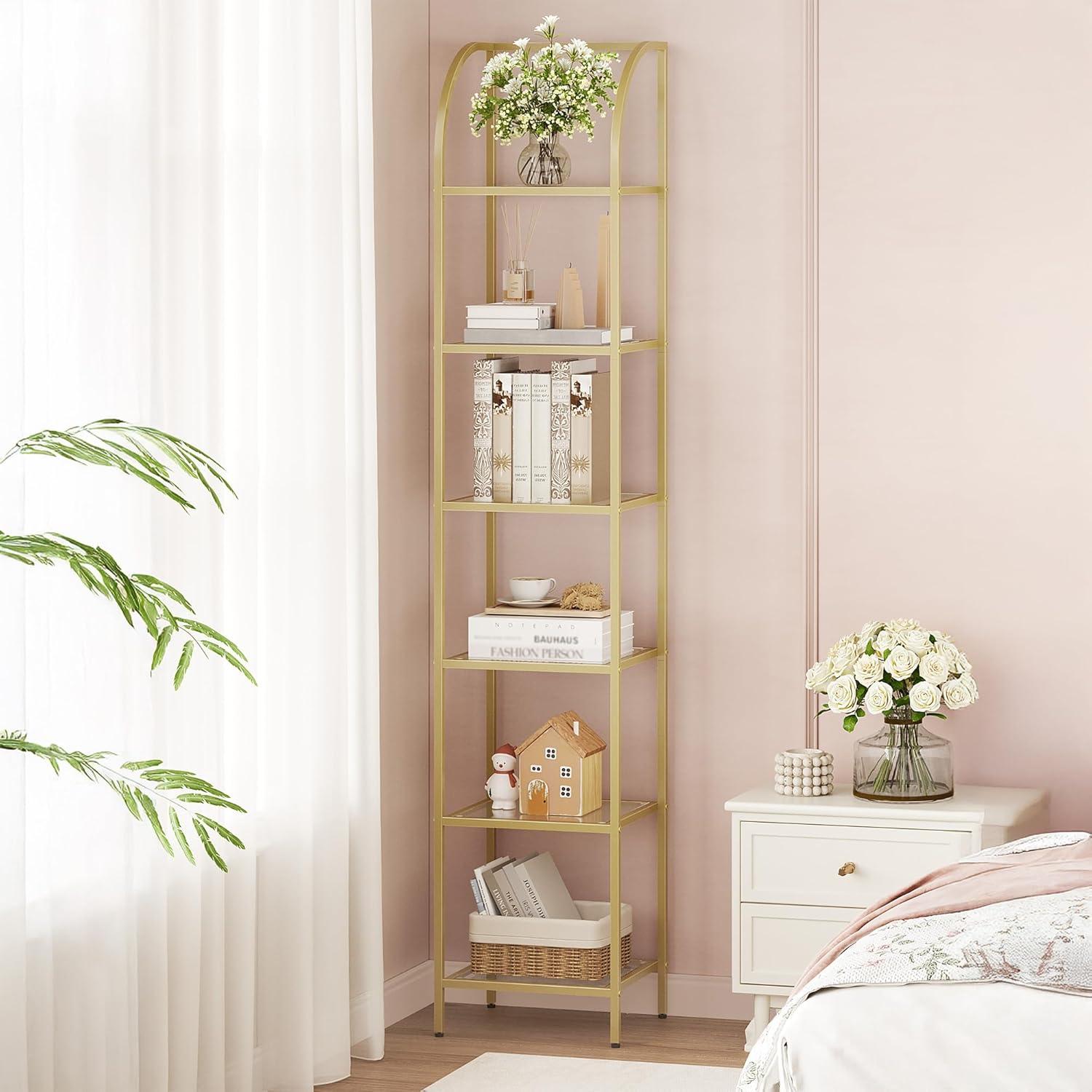 Our Honest Take: Stylish & Space-Saving Gold Glass Bookshelf Review