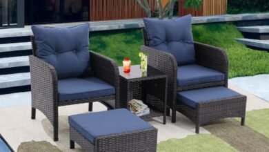 Our Honest Take on This Stylish, Space-Saving Blue Patio Set