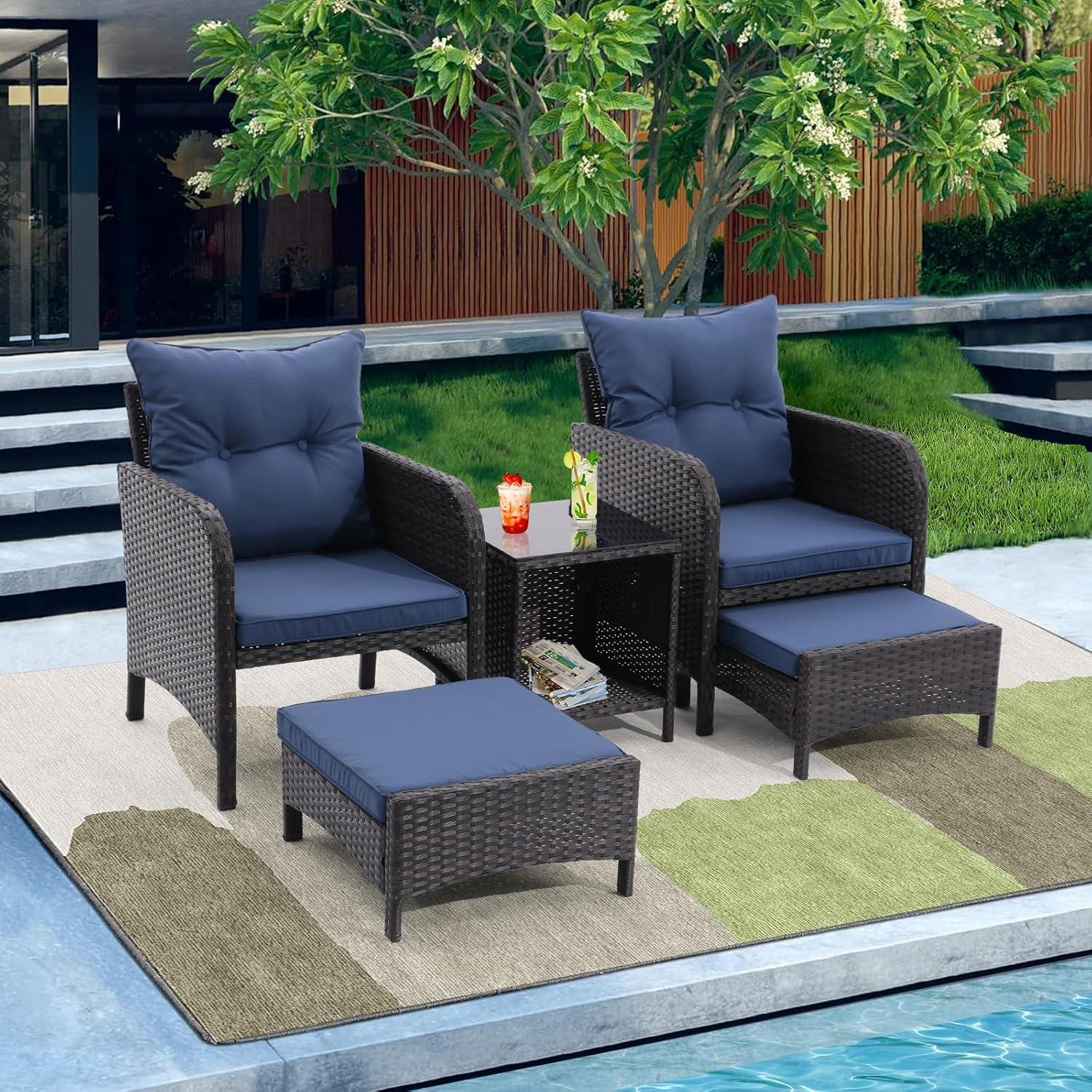 Our Honest Take on This Stylish, Space-Saving Blue Patio Set