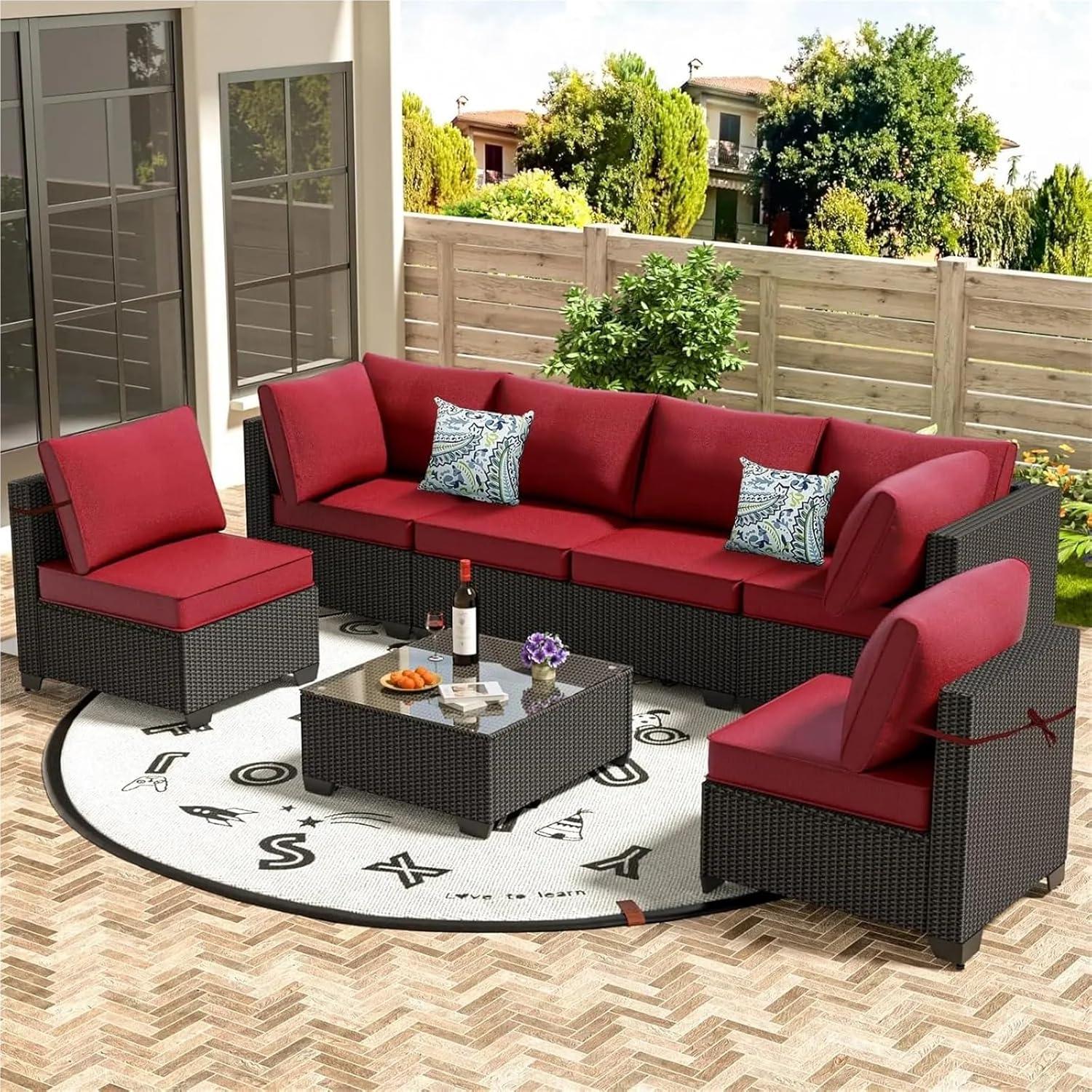 Our Honest Take on the 7-Piece Red Wicker Patio Sofa Set