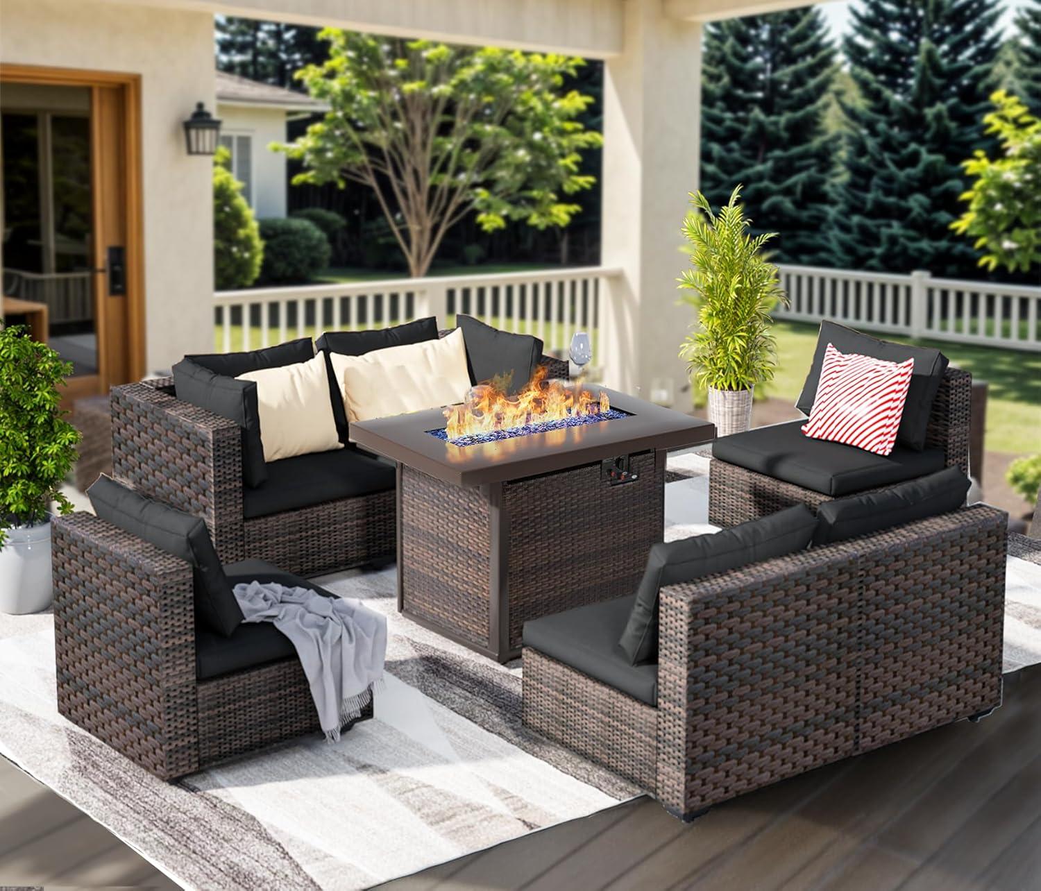 Our Take on the 7-Piece Wicker Patio Set with Fire Pit