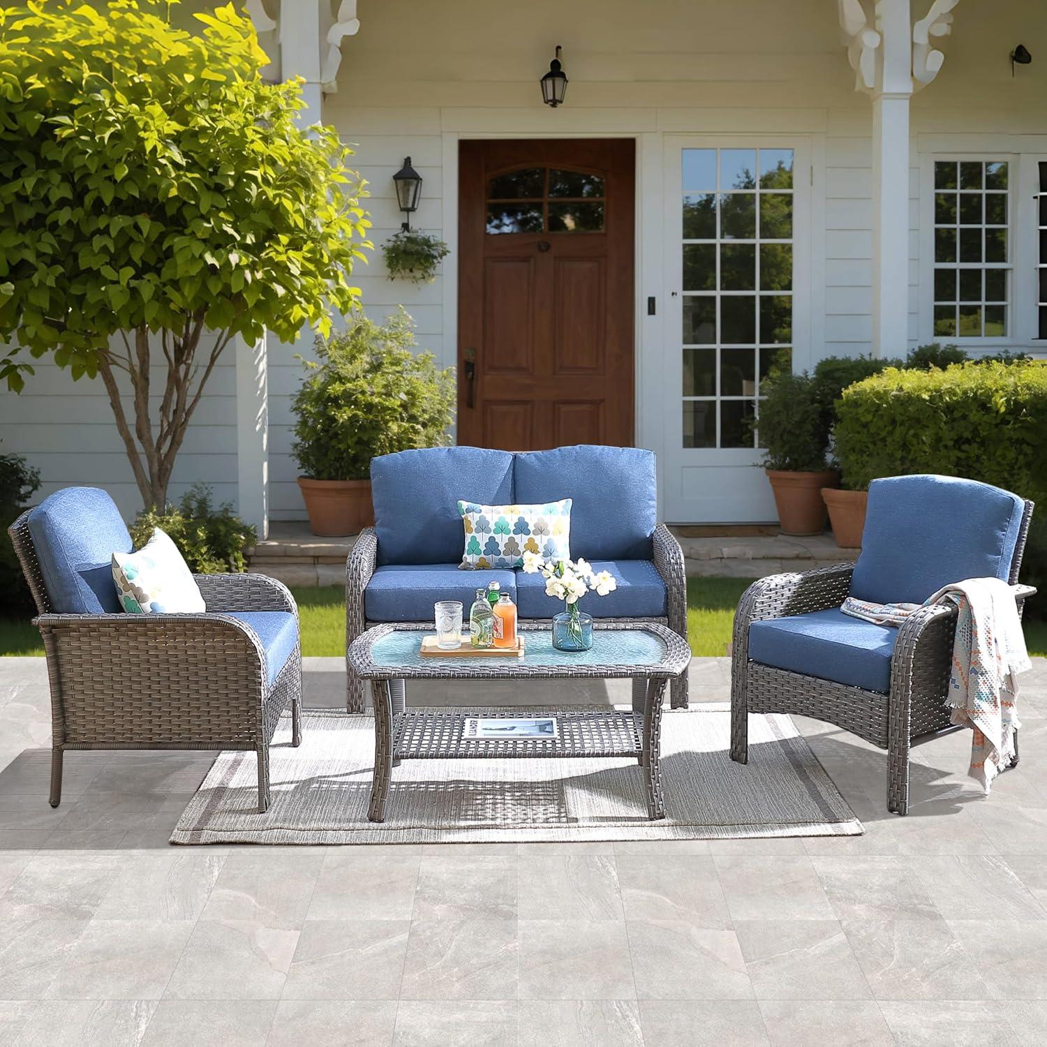 Our Honest Take on the Ovios 4-Piece Denim Blue Patio Set