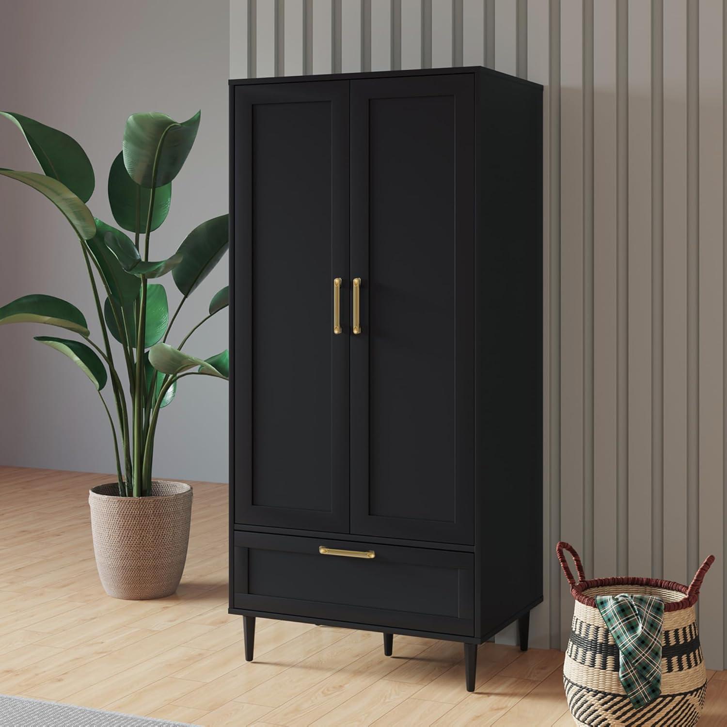 Why We Love the 60″ Modern Black Armoire for Our Bedroom Storage