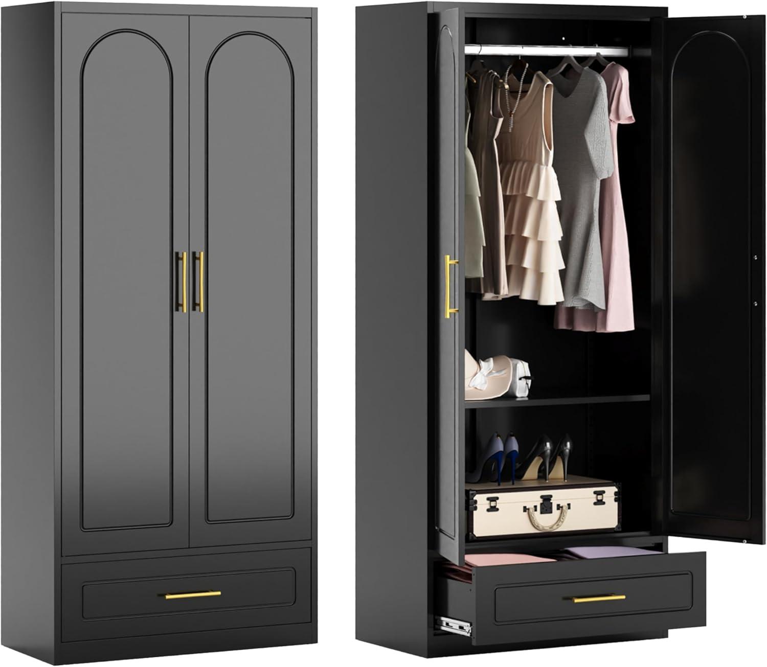 Our Take on the Sleek 71″ Metal Armoire Wardrobe Closet