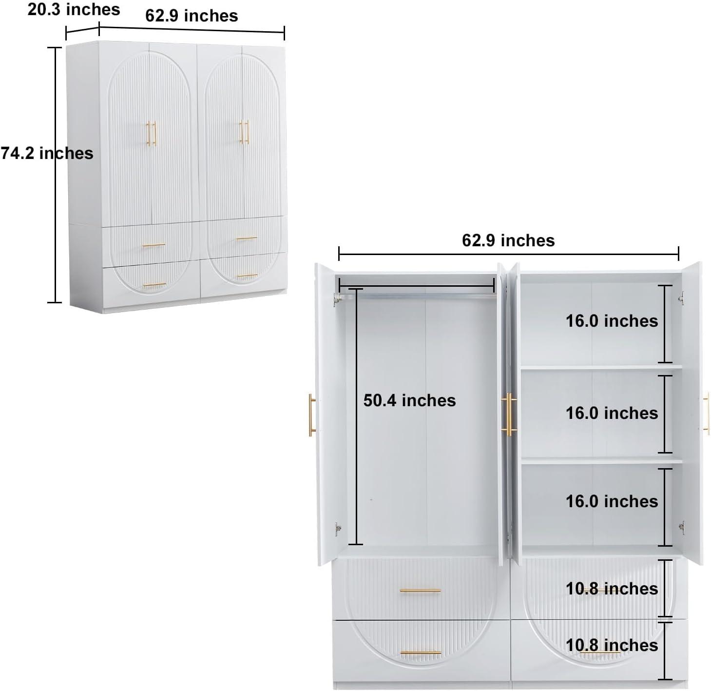 our honest Take on the 4-Door White Armoire Wardrobe's Storage & Style