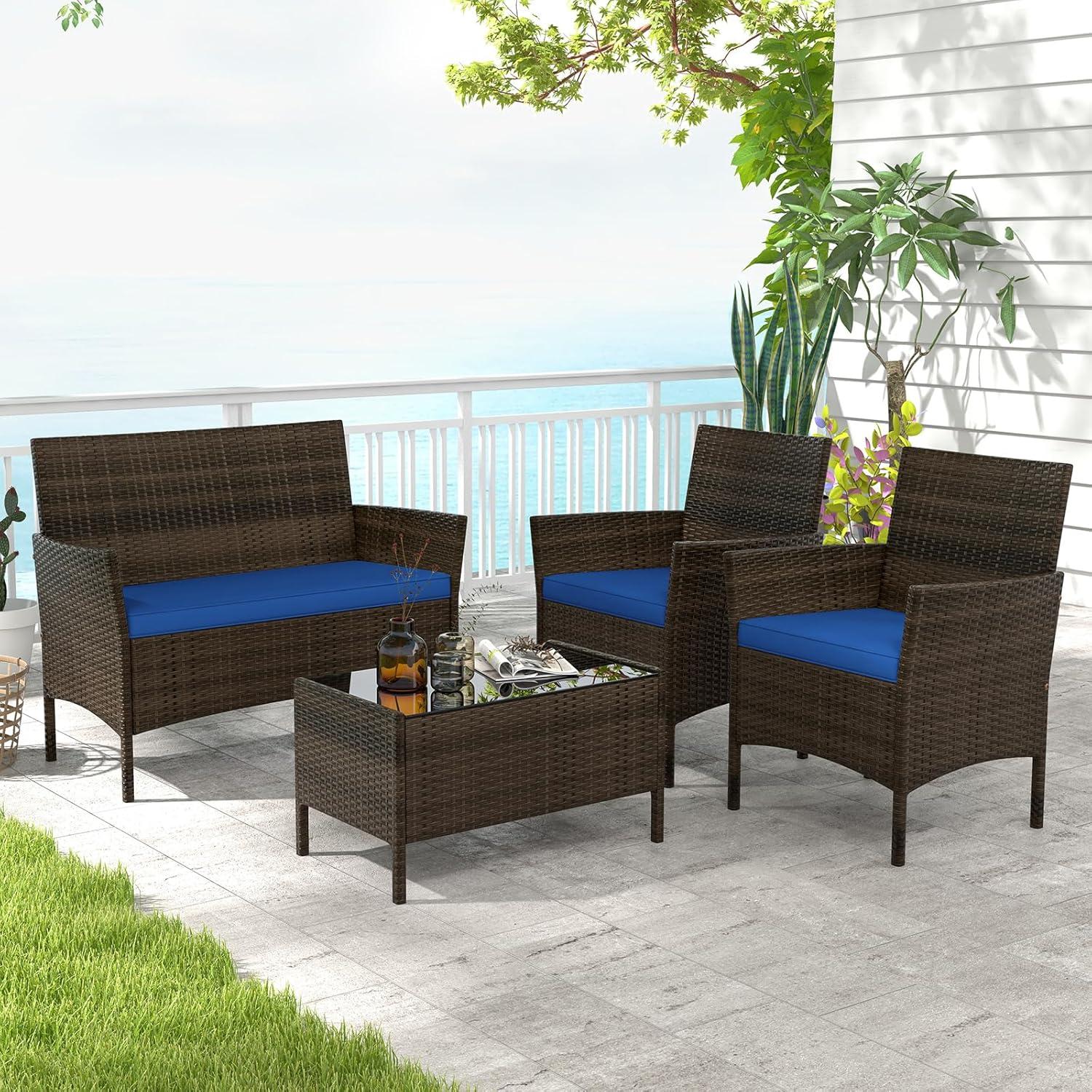 Our Take on the HAPPYGRILL 4-Piece Outdoor rattan Set: Comfort & ​Style