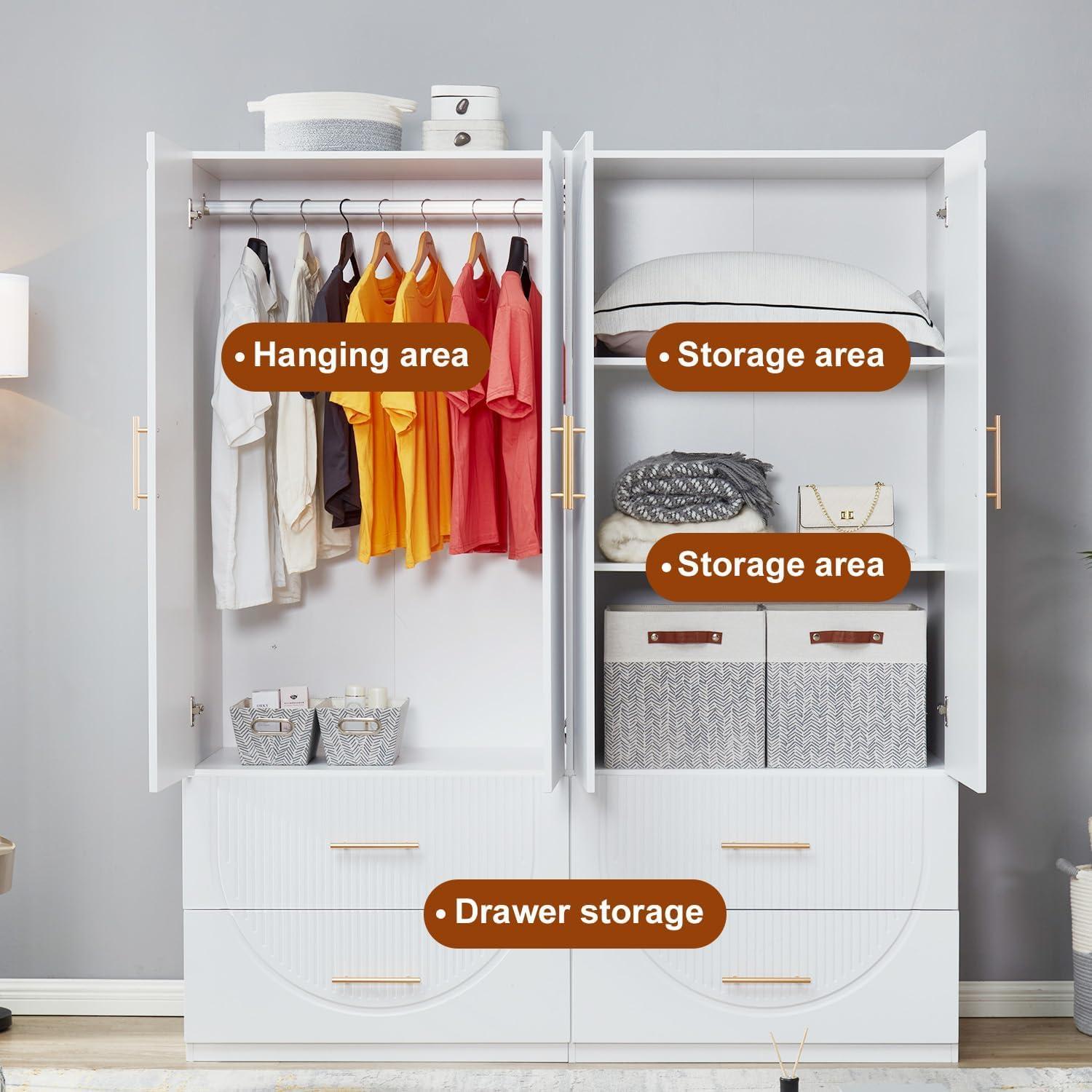 Our Honest Take on the 4-Door White Armoire Wardrobe's Storage & Style