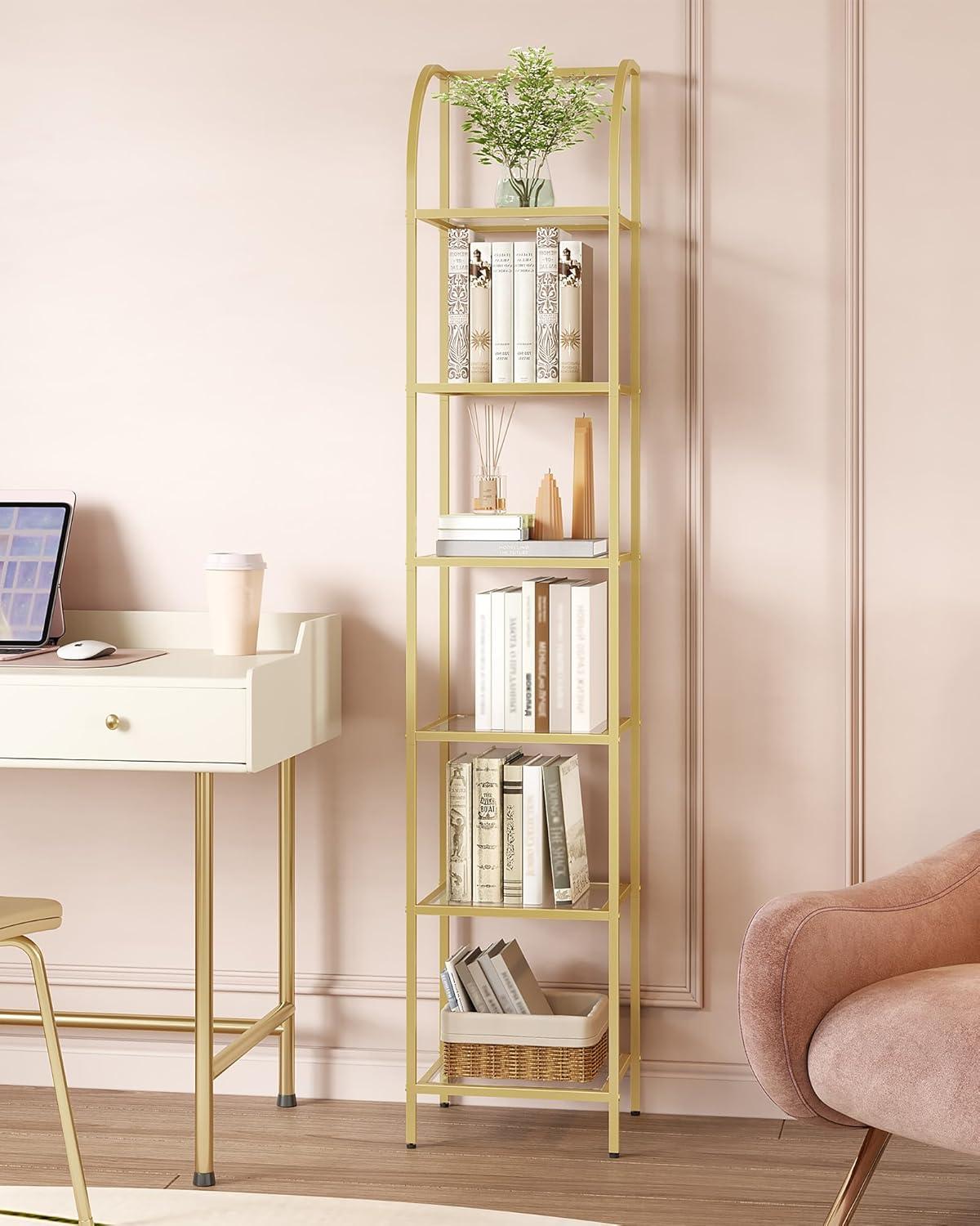 Our Honest Take: Stylish & Space-Saving Gold Glass Bookshelf Review