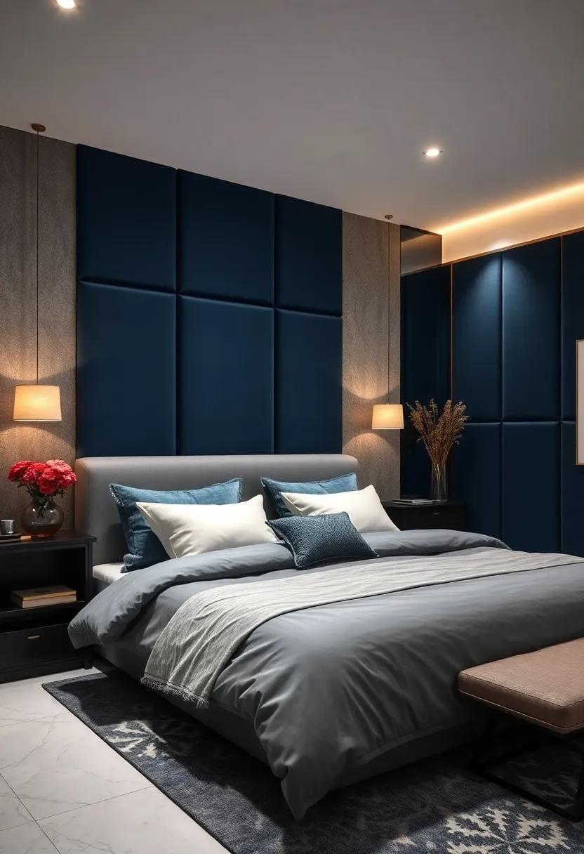 Midnight Blue Velvet Wall Panels‌ for Luxurious depth