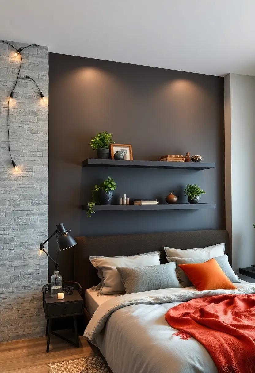 Dark ⁢Chocolate Brown ‍Floating Shelves Styled with Greenery