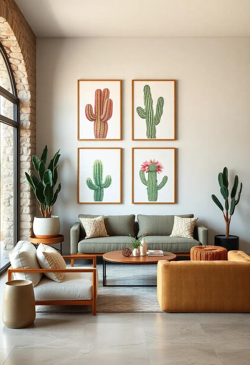 Cactus‍ Plant ⁤Prints: Iconic desert‍ flora depicted in bright,​ cheerful prints ‌add personality and a southwestern flair