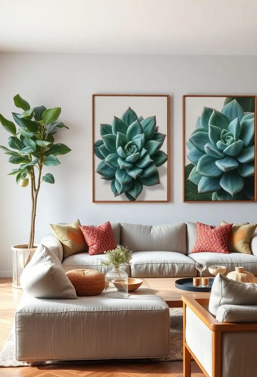 Succulent ⁤Close-Ups: High-resolution photographs of succulents⁣ showcase intricate details, ‍perfect for a modern and refreshing wall display