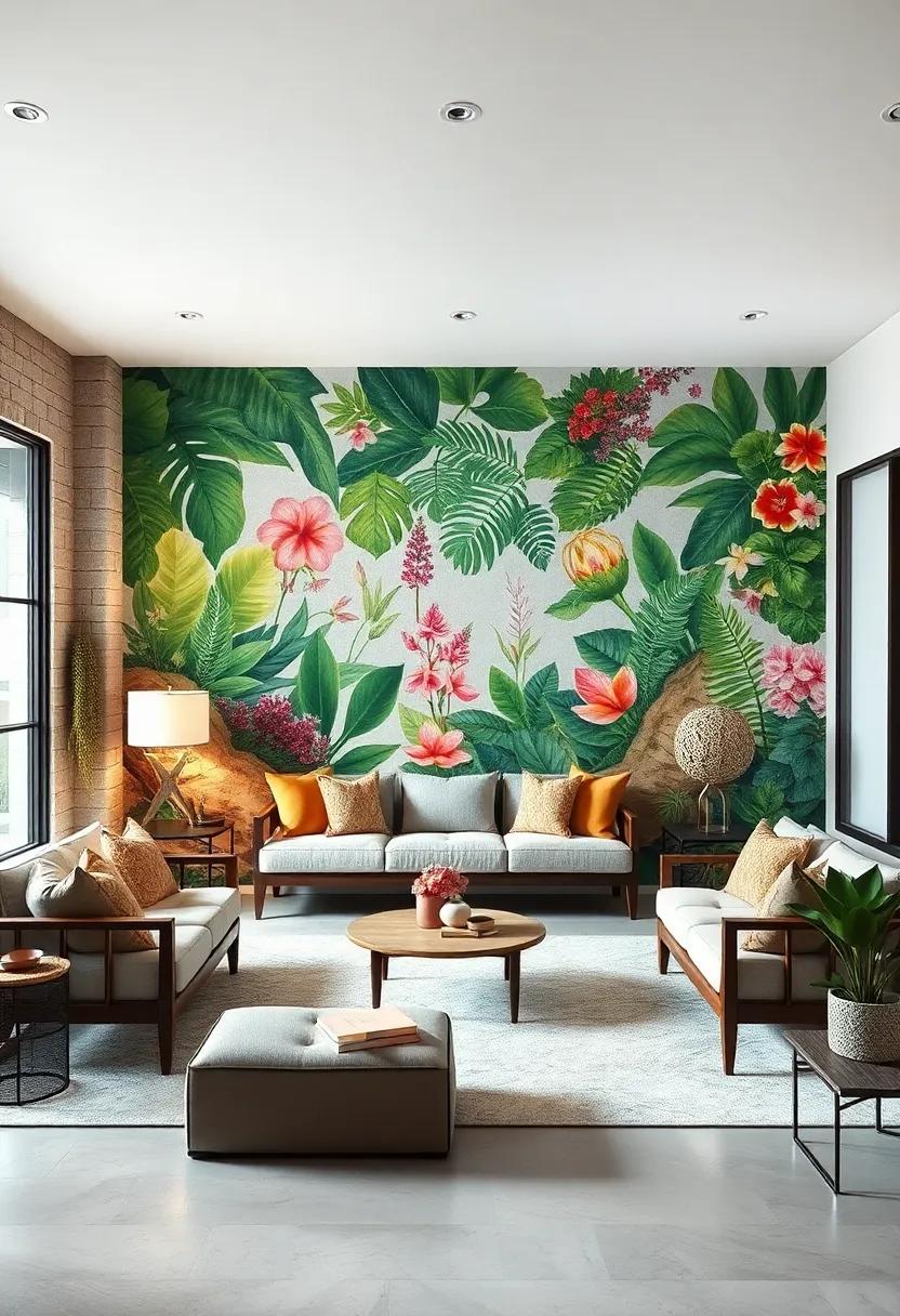 Floral wallpaper ⁢Murals: Oversized botanical‌ murals transform‍ a plain wall into a lush, immersive garden scene