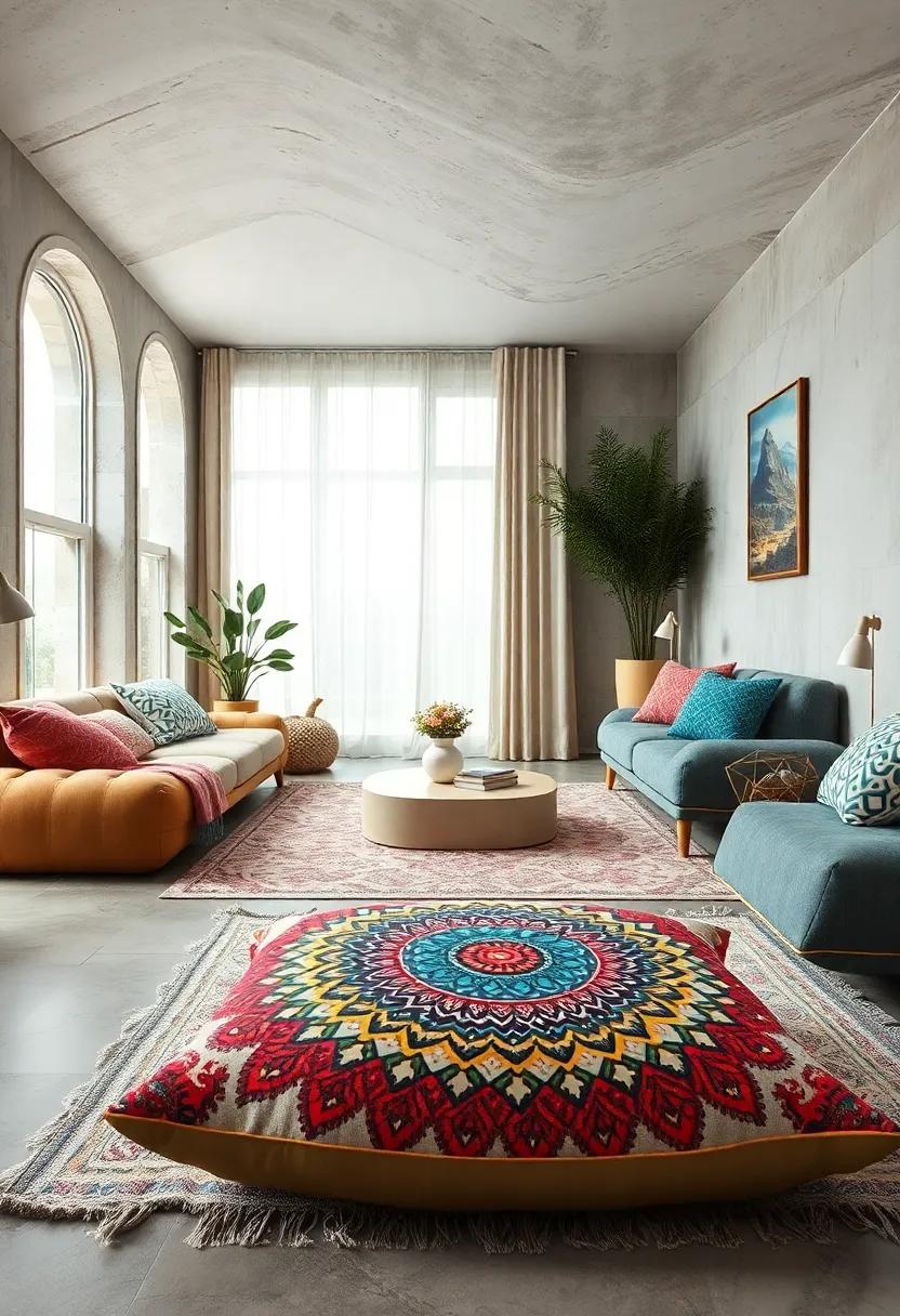 Colorful Mandala-Printed Floor Cushion ​for a⁣ Spiritual Touch