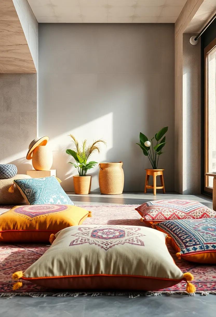 Eco-Friendly Jute⁤ Cushion with Tribal ‌Print for Earthy⁣ Textures