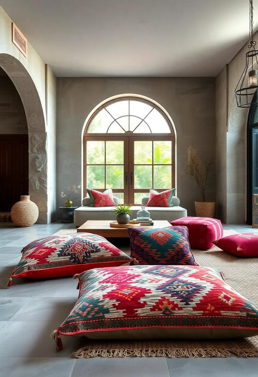 Reversible ‍Kilim Cushion with Contrasting Geometric Prints