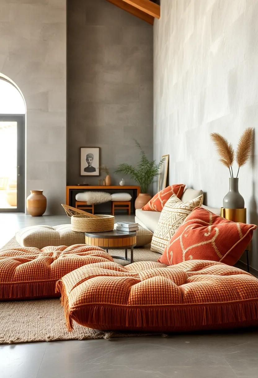 Soft Chenille Floor ⁤Cushion‍ in Warm ‌Earth Tones