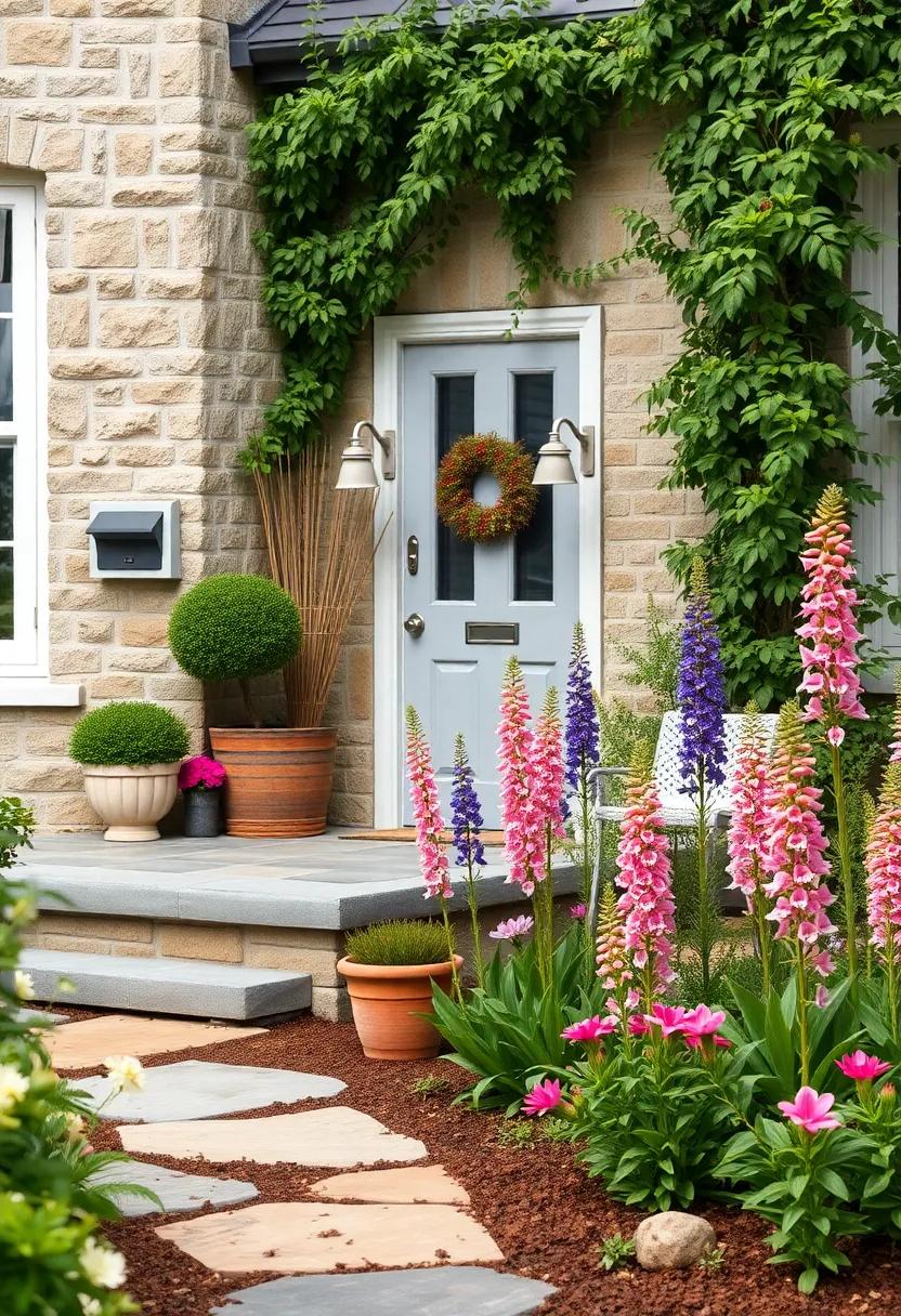 delicate foxgloves​ and lupines planted‍ near a ⁣quaint ⁢mailbox enhance the‍ storybook aesthetic