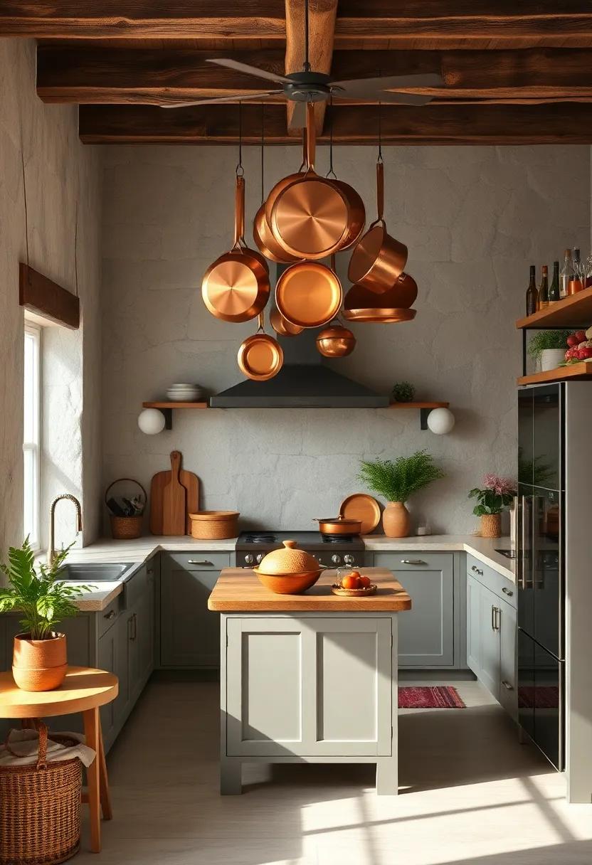 Hang Copper Pots and Pans as Functional‌ Decor