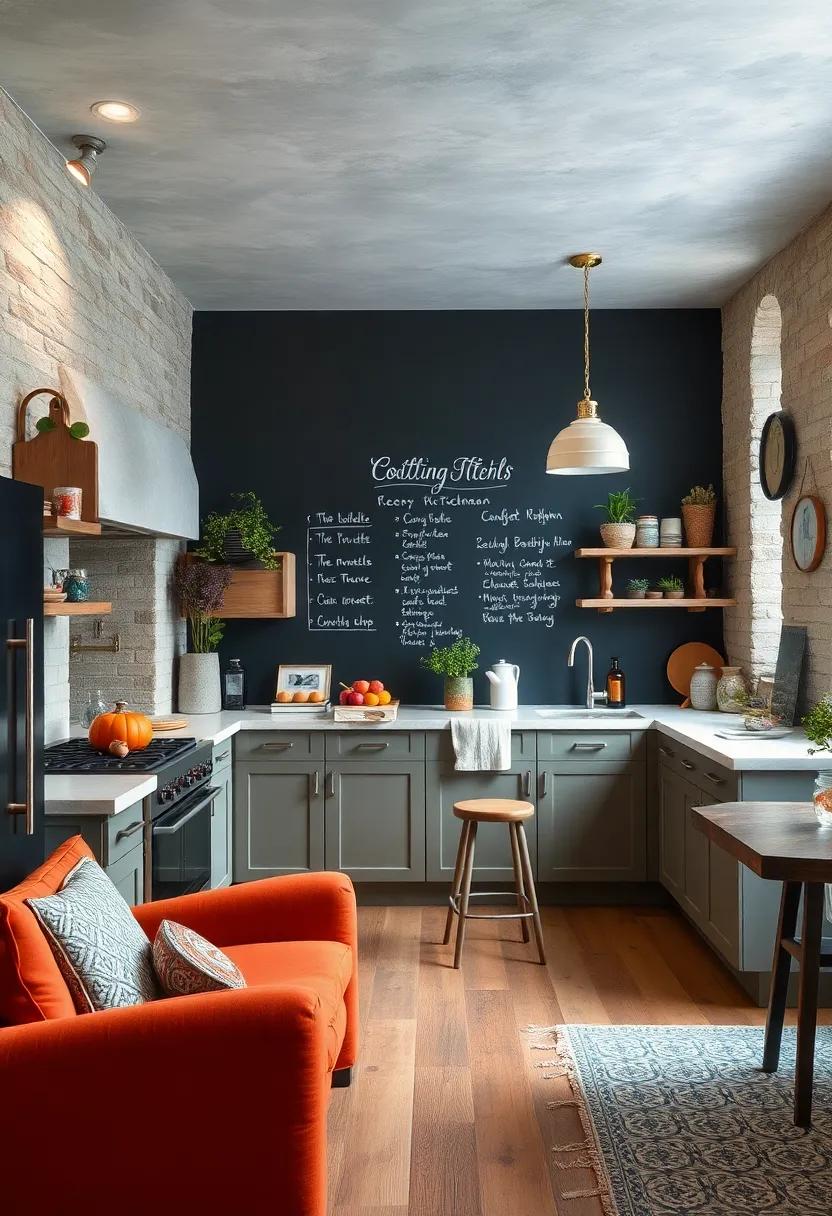 Include a Statement Chalkboard Wall for Recipes and Notes