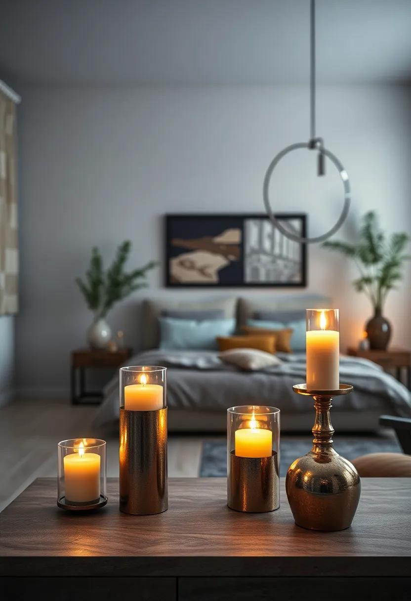 Candle Holders in Tarnished Silver⁣ or ‍Brass for Ambient Glow