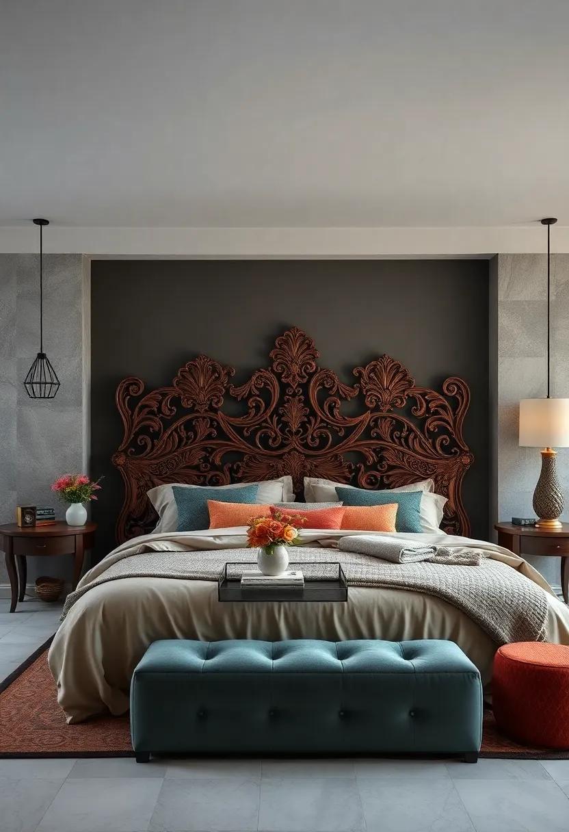 Intricately Carved Wooden Headboards with⁤ Vintage Vibes
