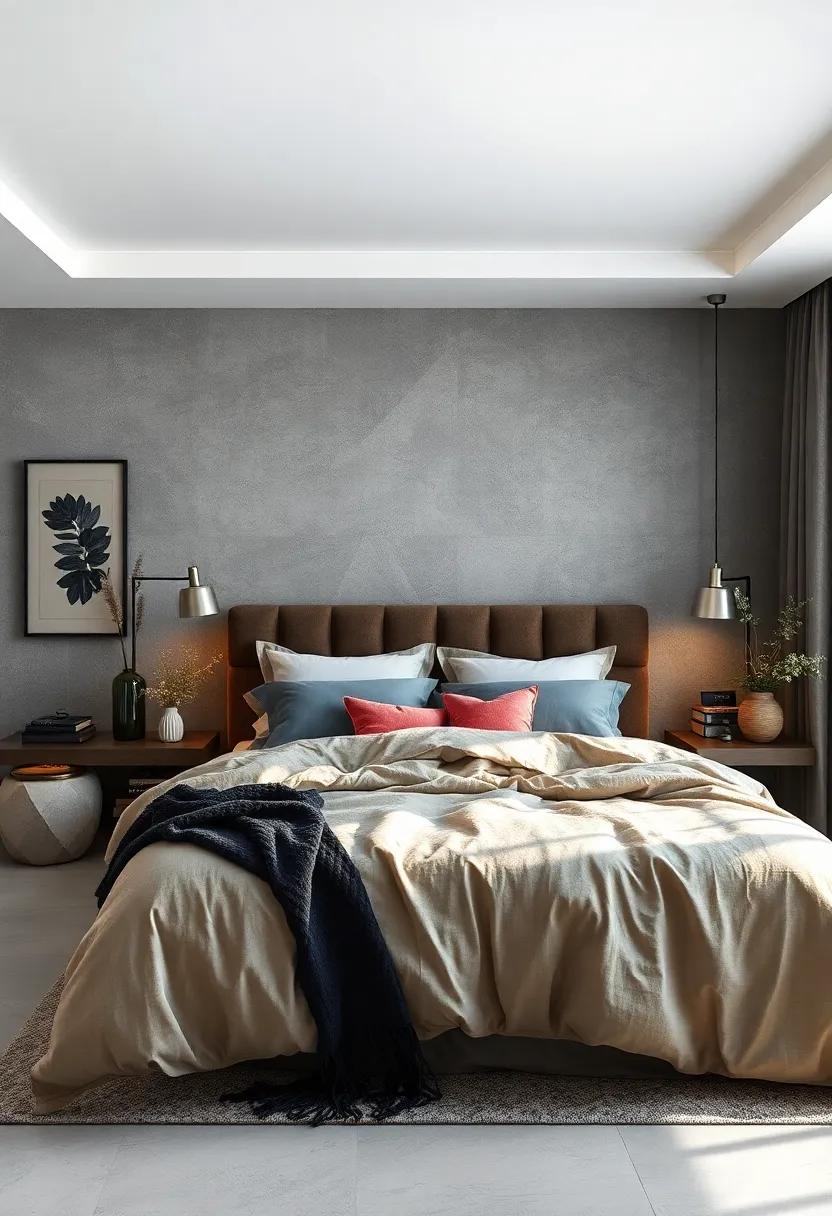 Layered Bedding combining Linen, Wool, and Lace ⁢textures