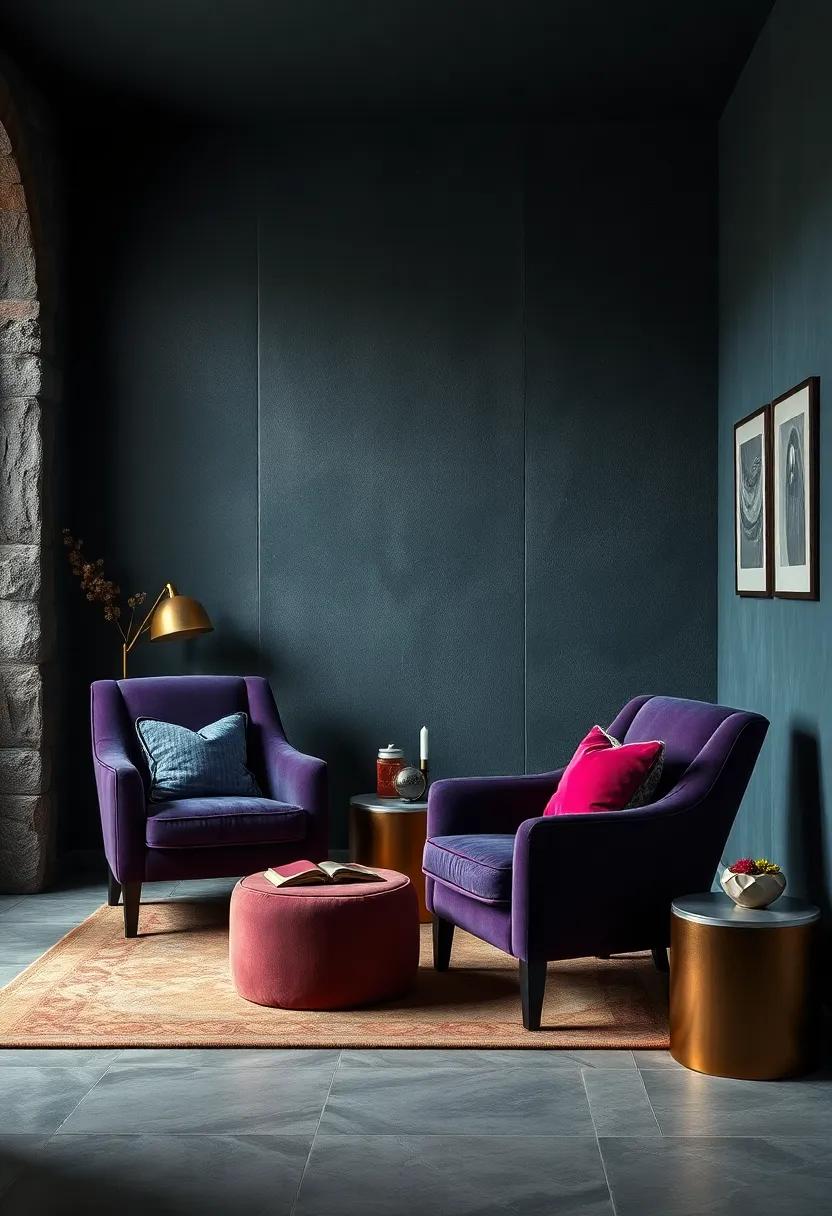 Velvet Upholstered Reading Chairs in Deep‌ Jewel Tones