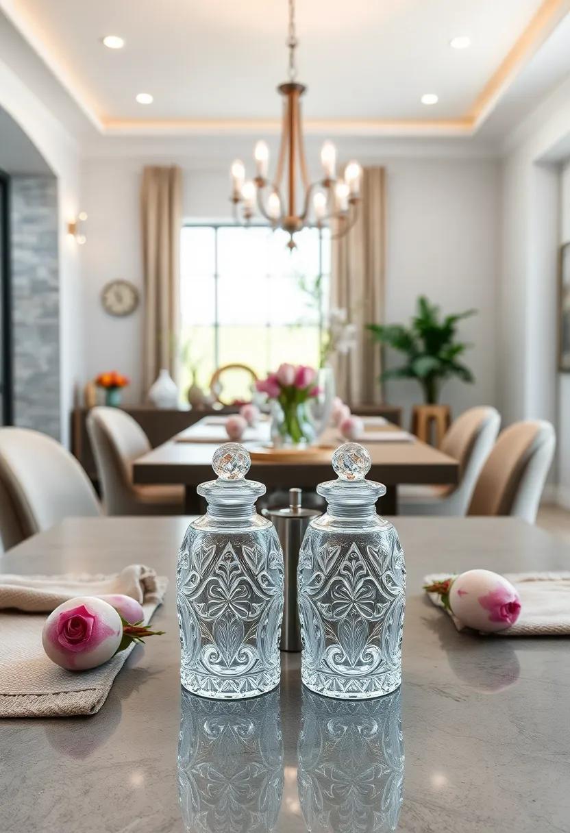 Crystal Salt and Pepper Shakers with Ornate⁤ Designs