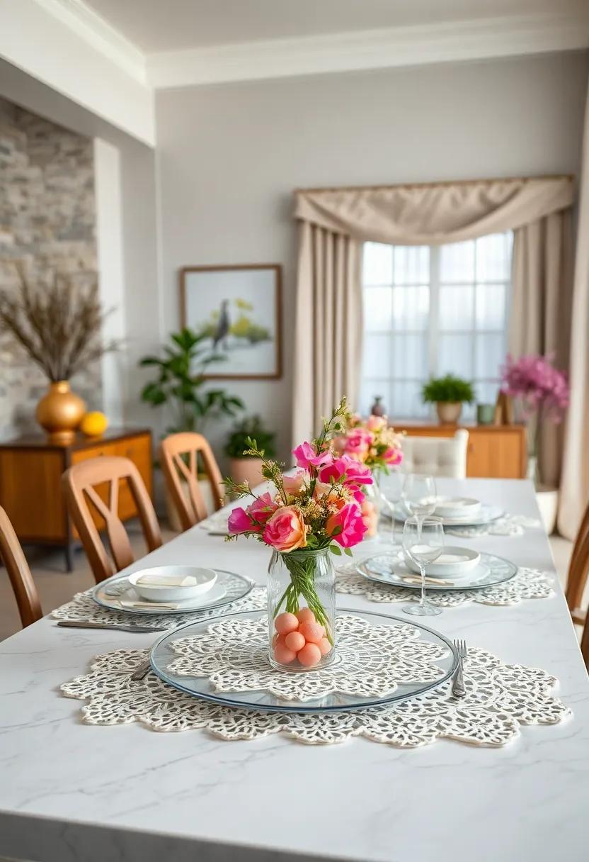 Delicate Lace ‍Doilies Underneath Clear chargers