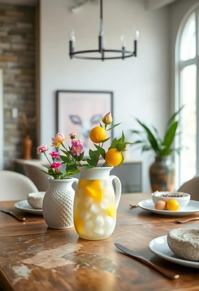 Textured Ceramic Pitchers Filled with‍ Fresh Lemonade