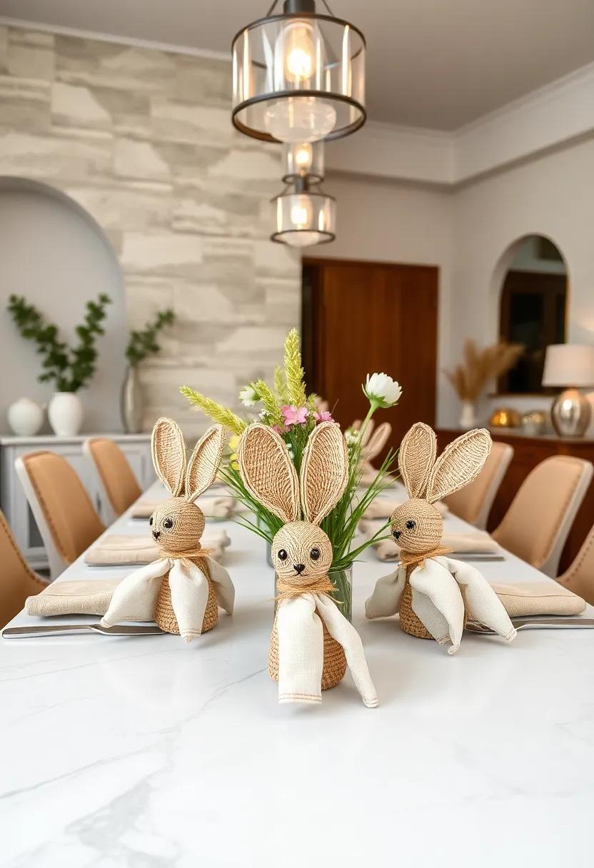 Woven Bunny Napkin ‌rings in Natural Raffia